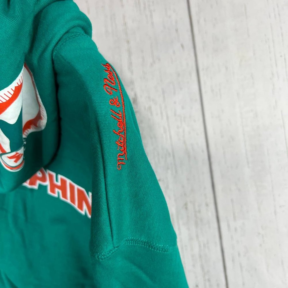 Miami Dolphins NFL Mitchell & Ness Full Zip Teal Hoodie New Men - Picture 5 of 7